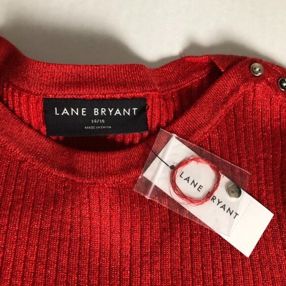 Lane Byrant Red sparkly sweeter with Small silver button on the shoulders 14/16 - Picture 5 of 7